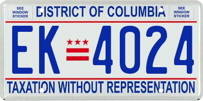 DC license plate EK4024