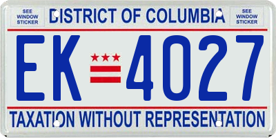 DC license plate EK4027