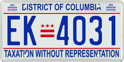 DC license plate EK4031