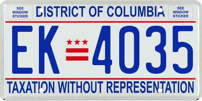 DC license plate EK4035