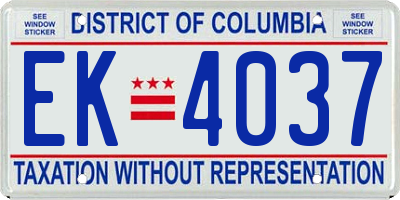 DC license plate EK4037