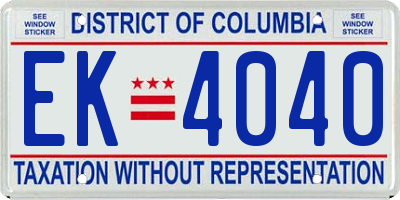 DC license plate EK4040