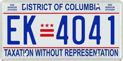 DC license plate EK4041