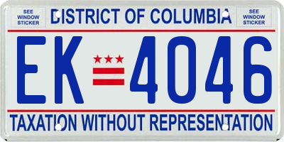 DC license plate EK4046