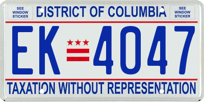DC license plate EK4047