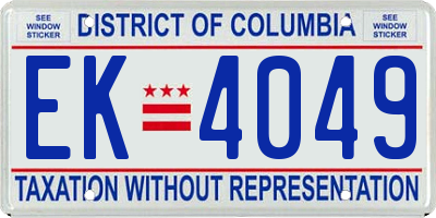 DC license plate EK4049