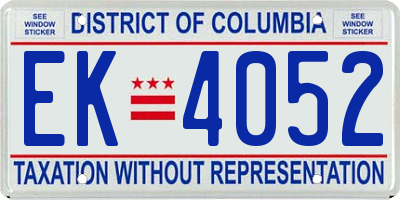 DC license plate EK4052