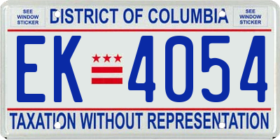 DC license plate EK4054