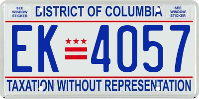 DC license plate EK4057