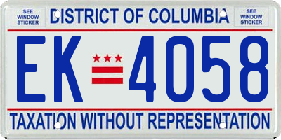 DC license plate EK4058