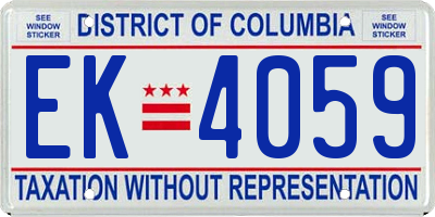 DC license plate EK4059