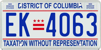 DC license plate EK4063