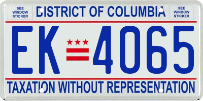 DC license plate EK4065