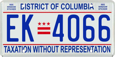 DC license plate EK4066