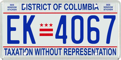 DC license plate EK4067
