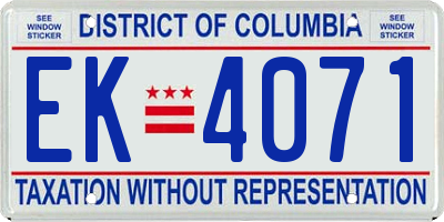 DC license plate EK4071