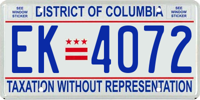 DC license plate EK4072