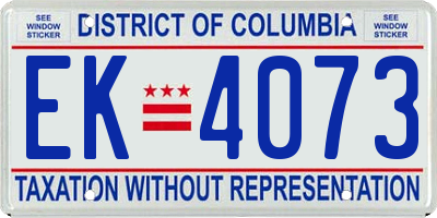 DC license plate EK4073