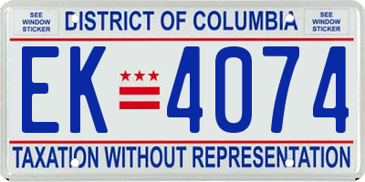 DC license plate EK4074