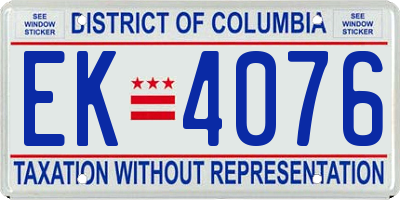 DC license plate EK4076