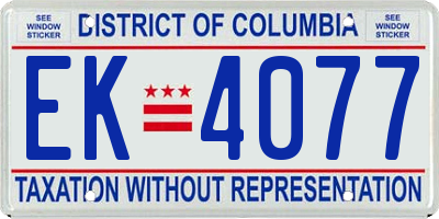 DC license plate EK4077