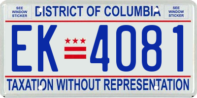 DC license plate EK4081