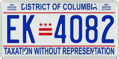 DC license plate EK4082