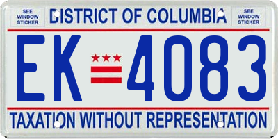 DC license plate EK4083