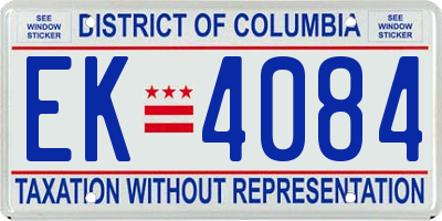 DC license plate EK4084