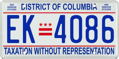 DC license plate EK4086