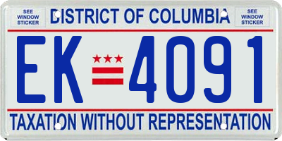 DC license plate EK4091