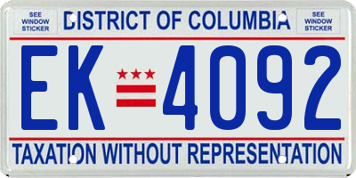 DC license plate EK4092