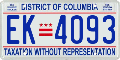 DC license plate EK4093