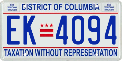 DC license plate EK4094