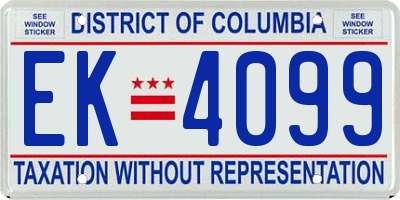 DC license plate EK4099