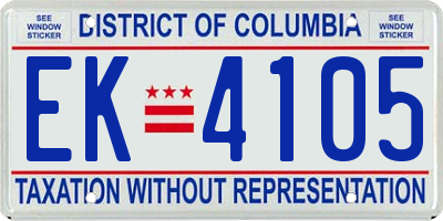 DC license plate EK4105