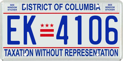 DC license plate EK4106