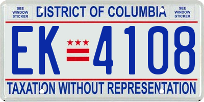 DC license plate EK4108