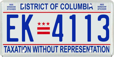 DC license plate EK4113