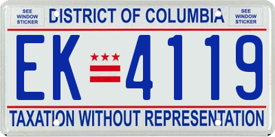 DC license plate EK4119