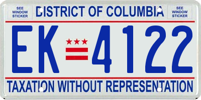 DC license plate EK4122