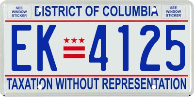 DC license plate EK4125