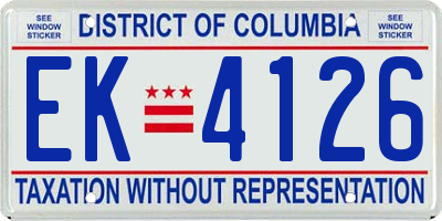 DC license plate EK4126