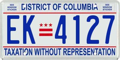 DC license plate EK4127