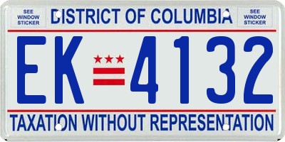 DC license plate EK4132