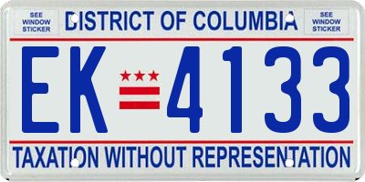 DC license plate EK4133