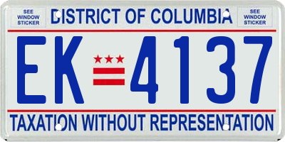 DC license plate EK4137