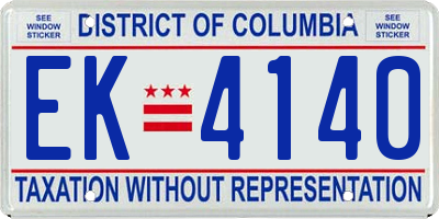 DC license plate EK4140