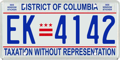 DC license plate EK4142