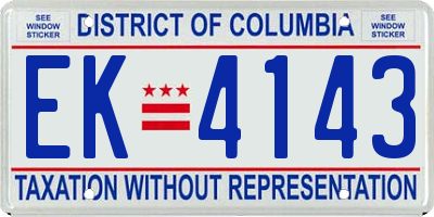 DC license plate EK4143